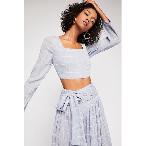Free People Tops - Free People Celeste Blue Crop Top